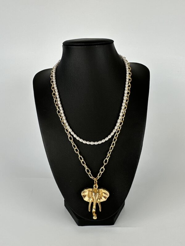 Fil Sallantılı Mayorka İncili Tasarım Kolye