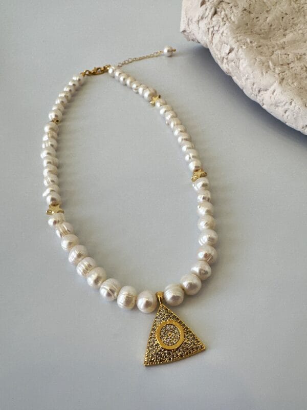 Zirkon Taş Detaylı Yıldız Model İnci Kolye