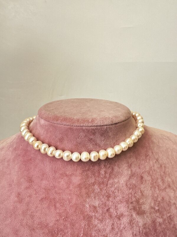 Vip Kalite Pirinç Üzeri Altın Kaplama A++ 7-8 mm Tatlı Su İncisi Choker Kolye