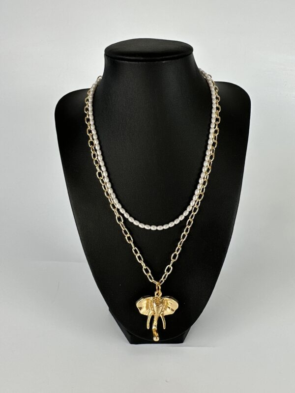 Fil Sallantılı Mayorka İncili Tasarım Kolye