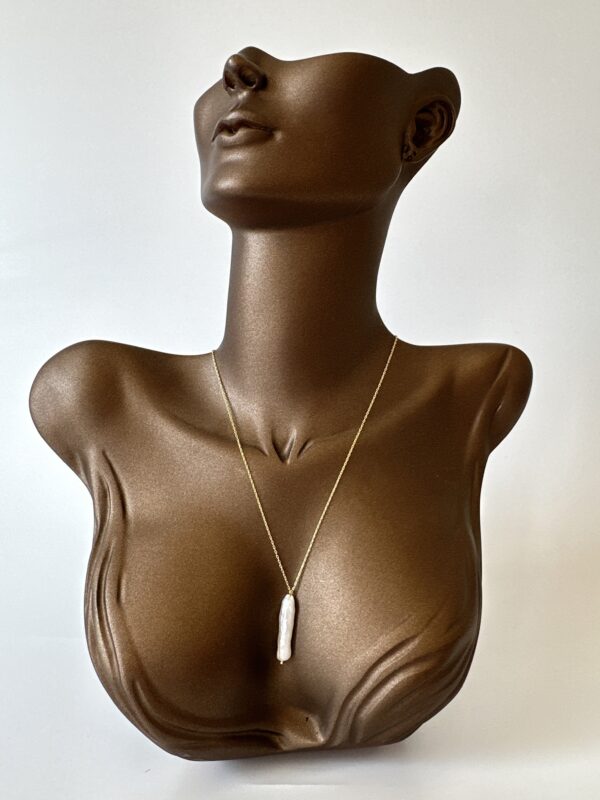 Gerçek İnci Detaylı 925 Ayar Gümüş Üzeri Altın Kaplama Tasarım Kolye