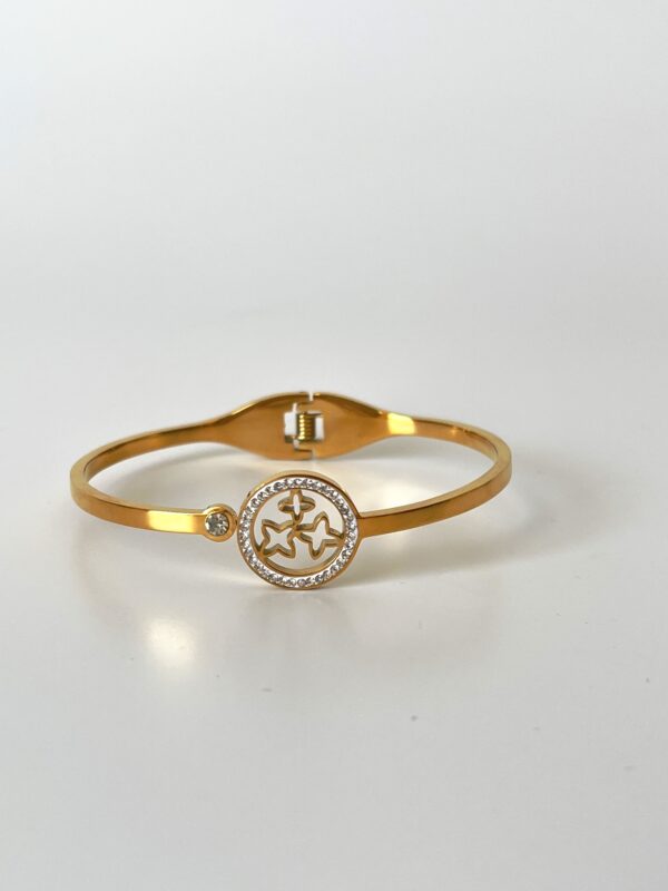 Zirkon Taş Detaylı Çelik Kelepçe