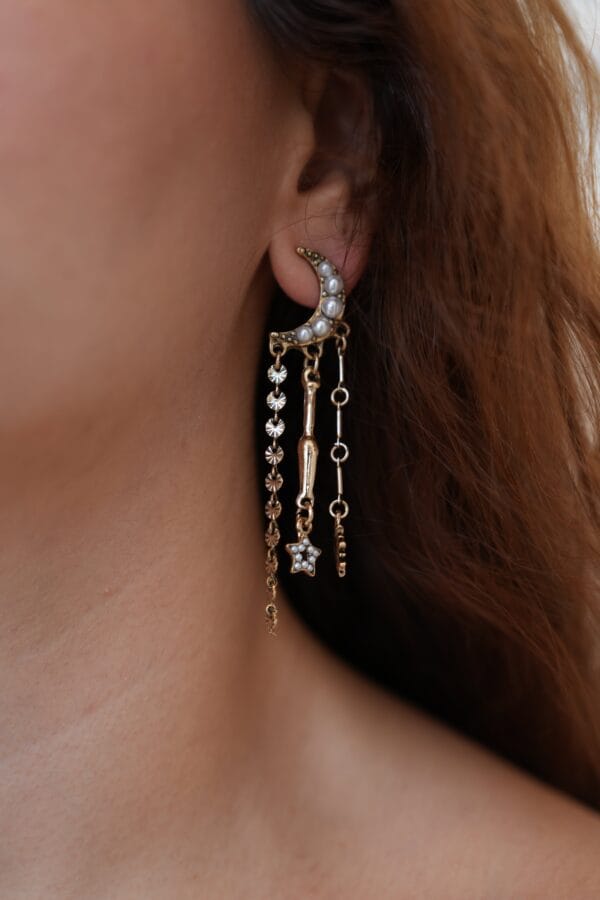 Ay ve Güneş Model Asimetrik Bohem Küpe