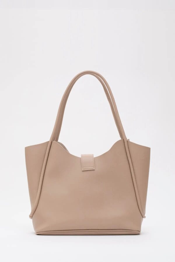 Suni Deri Kilit Detaylı Makyaj Çantalı El Kol Ve Omuz Çantası