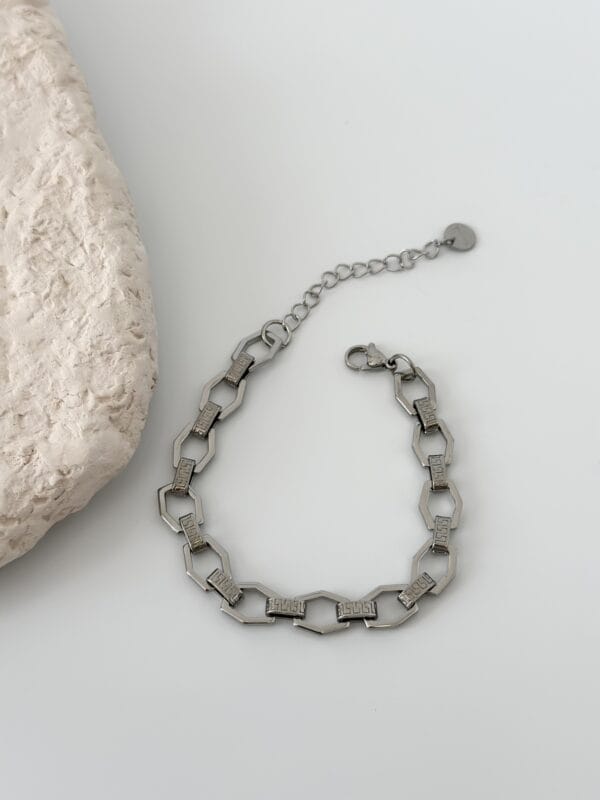 Geometrik Gümüş Zincir Bileklik