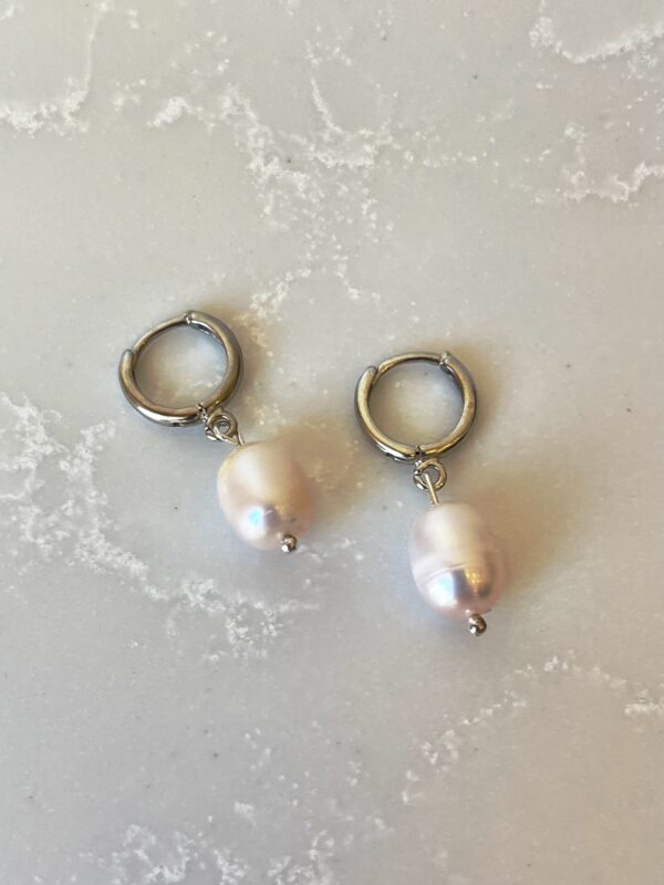 Rodyum Kaplama Gerçek Damla Inci Halka Küpe