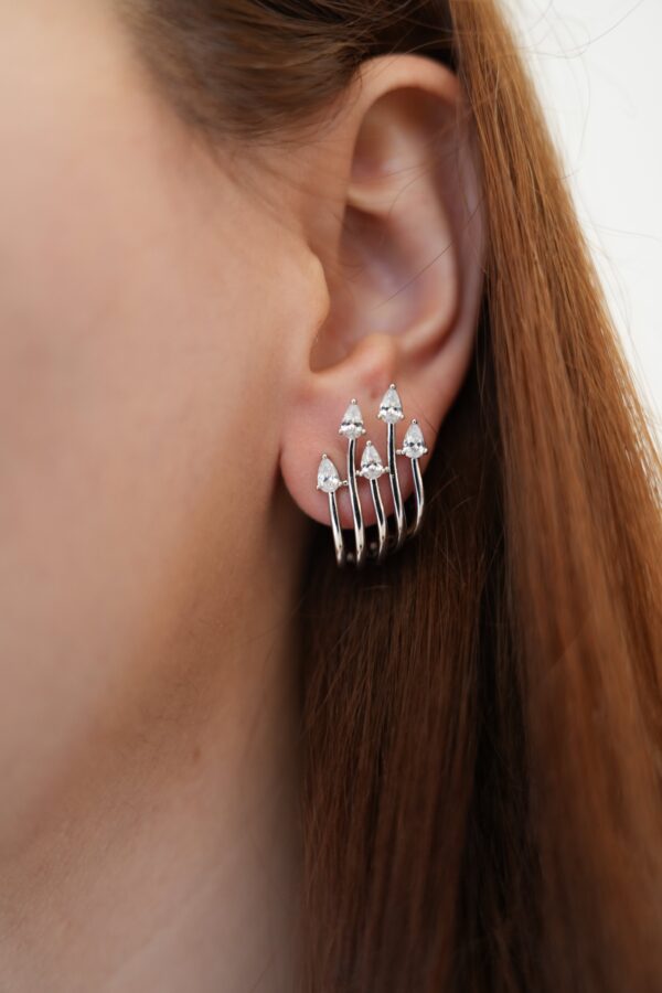 Zirkon Taş Detaylı Vip Gümüş Renk Küpe