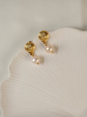 İstiridye Model Gerçek İnci Küpe