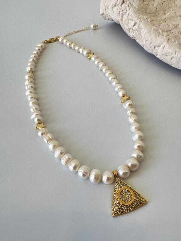 Zirkon Taş Detaylı Yıldız Model İnci Kolye