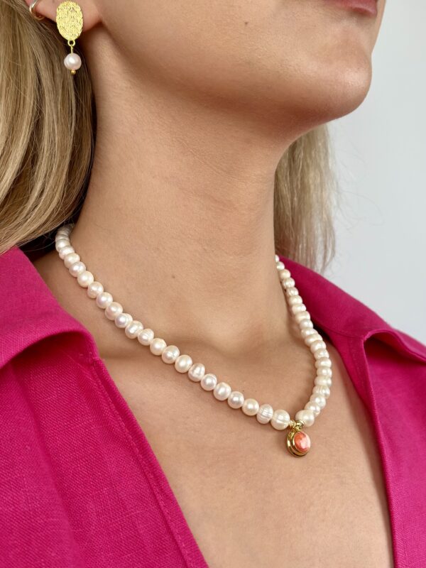 Kırmızı Sedefli Modra Gerçek İnci Kolye