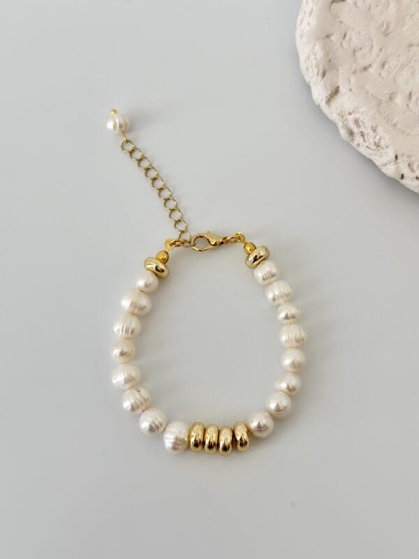 Rondela Detaylı Çelik İnci Bileklik