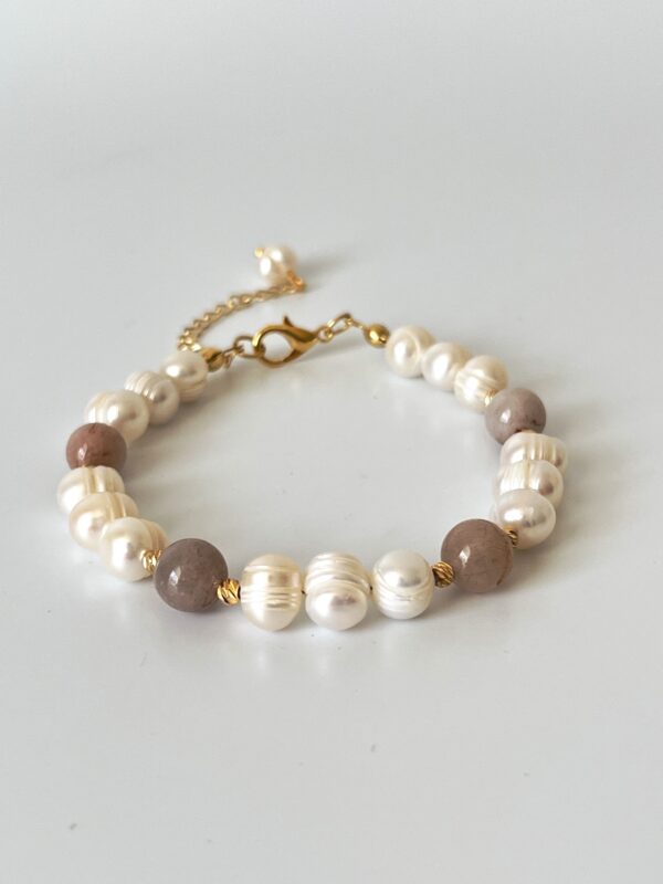 Doğaltaş ve İnci Birleşim Bileklik