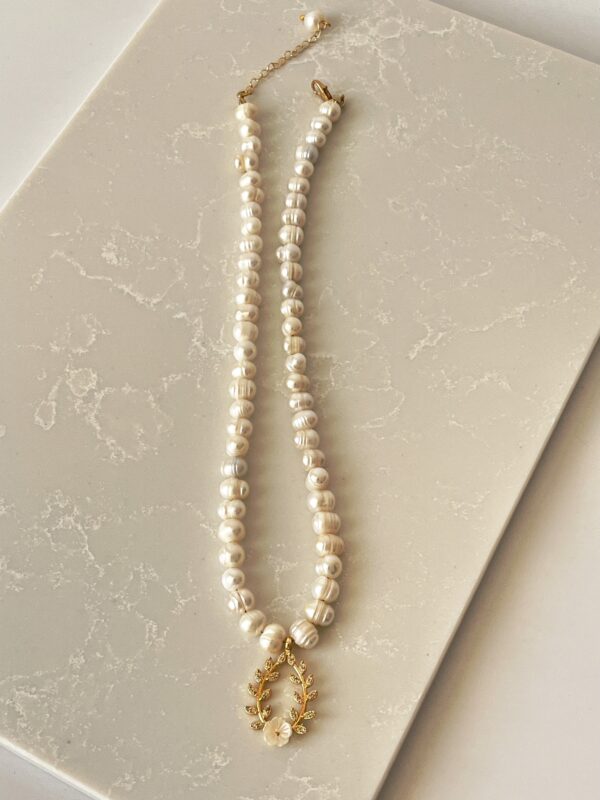 Zirkon Taşlı Helenistik İnci Kolye