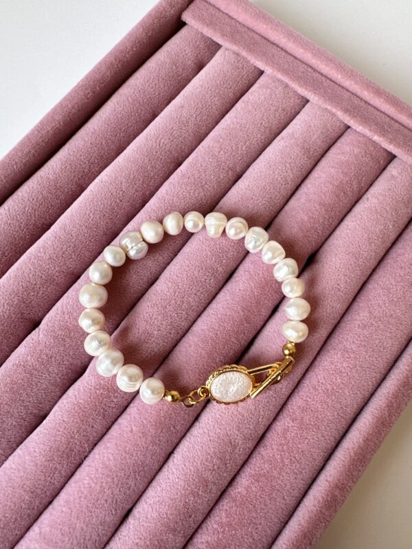 Sedefli Vintage Kapama Gerçek İnci Bileklik