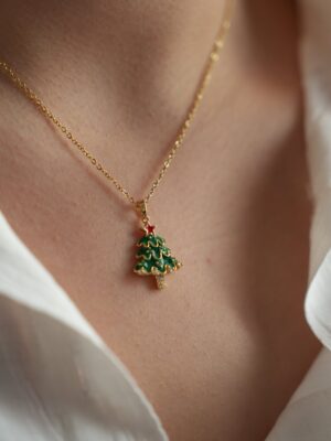 Çam Ağacı Detaylı Yılbaşı Konsept Çelik Kolye