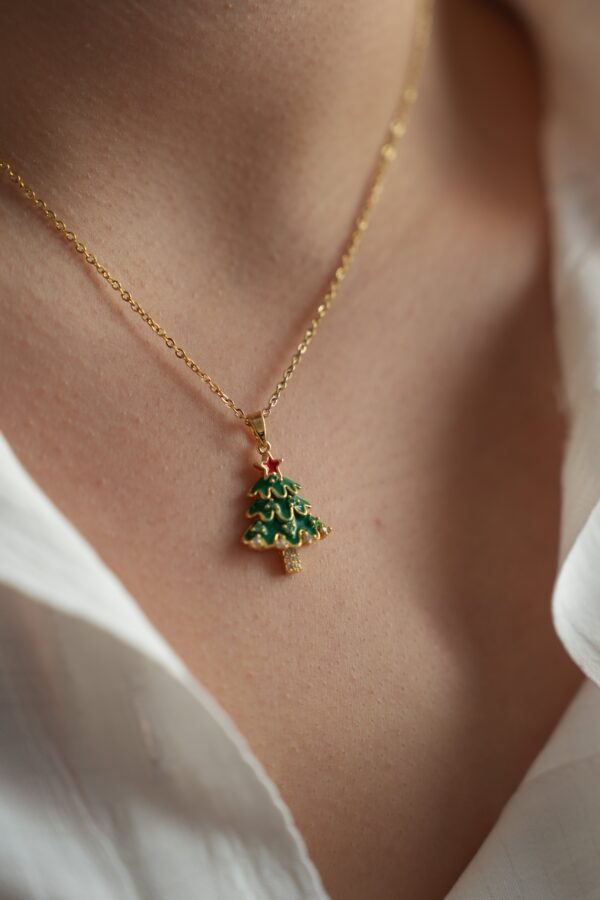 Çam Ağacı Detaylı Yılbaşı Konsept Çelik Kolye