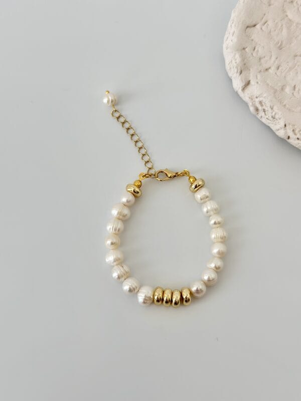 Rondela Detaylı Çelik İnci Bileklik