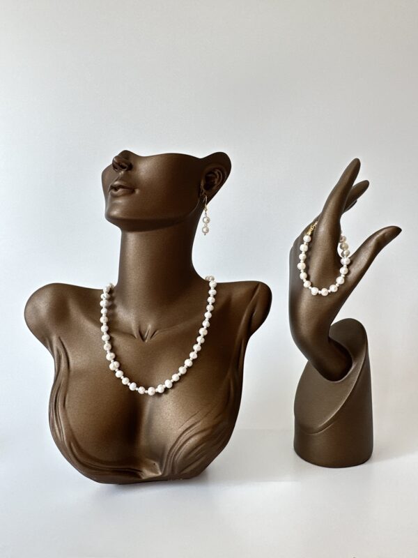 Gerçek İnci Kolye Bileklik ve Küpe Set