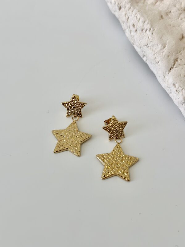 Çelik Yıldız Desenli Küpe