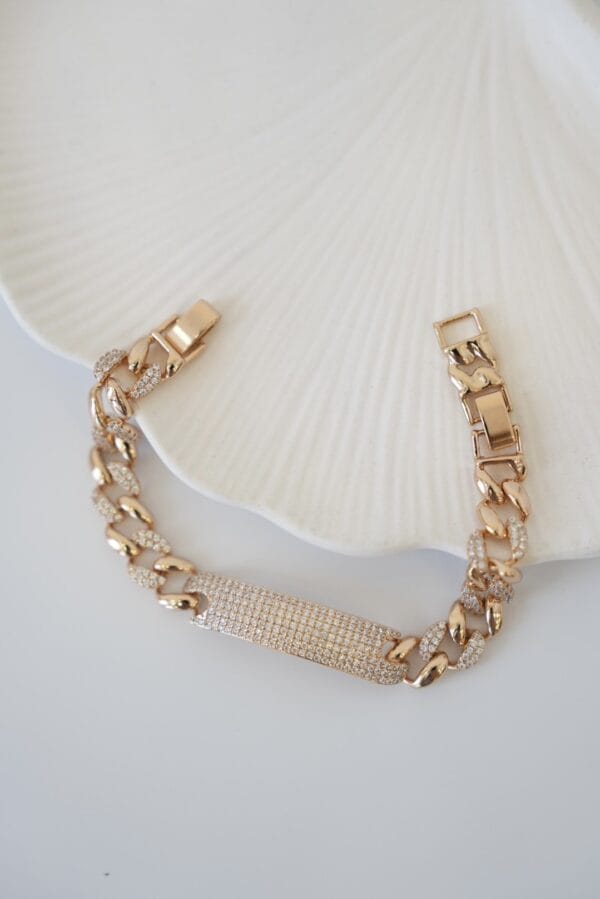 Zirkon Taş Kaplama Zincir Model Vip Bileklik