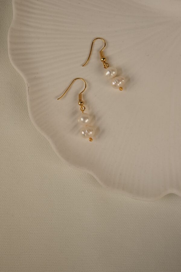 Pirinç Üzeri Altın Kaplama Gerçek İnci Küpe