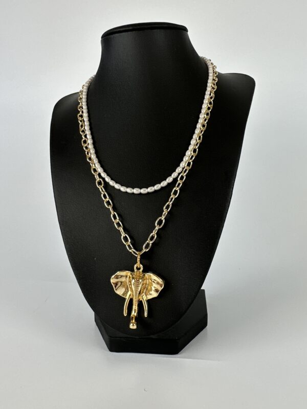 Fil Sallantılı Mayorka İncili Tasarım Kolye