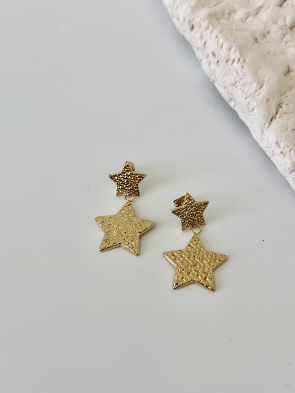 Çelik Yıldız Desenli Küpe