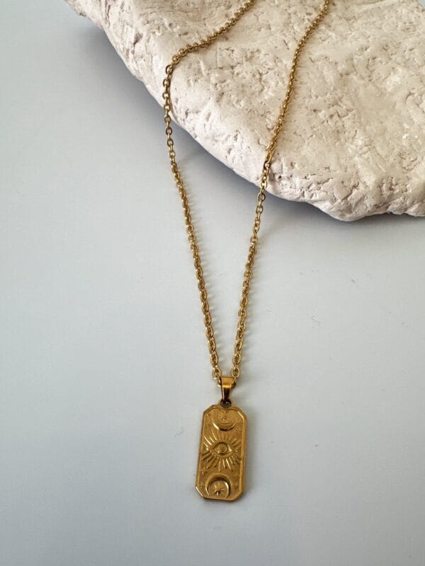 Antik Sarı Çelik Zincir Kolye