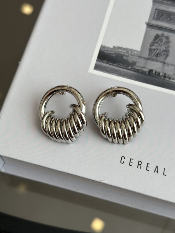 Gümüş Renk Halka Sarmal Model Vip Kadın Küpe