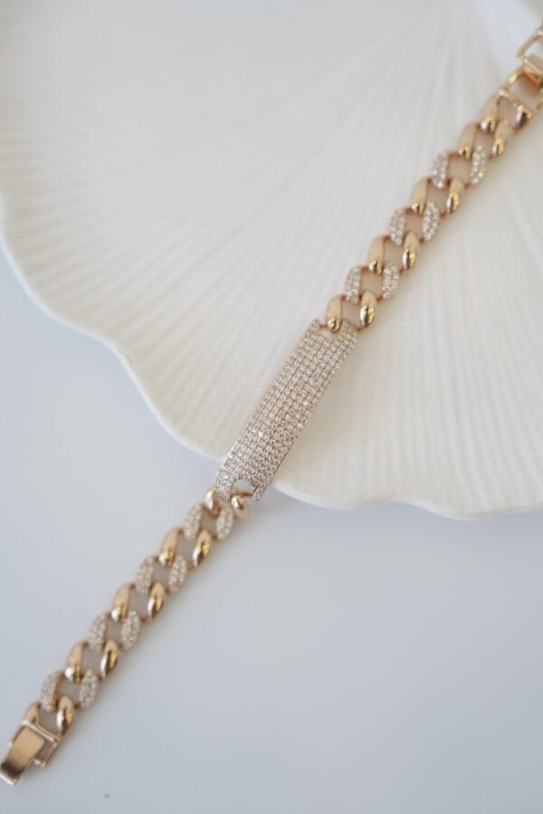 Zirkon Taş Kaplama Zincir Model Vip Bileklik