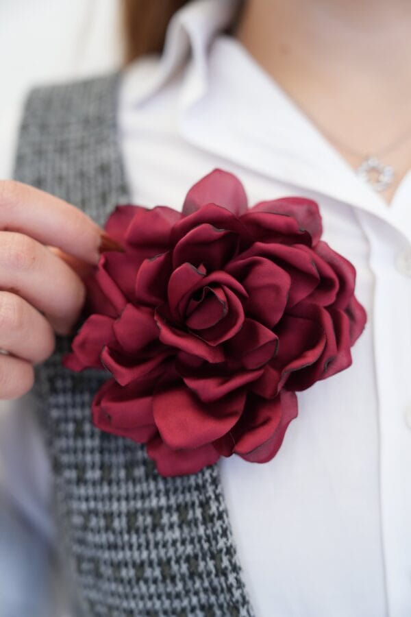 Kırmızı Gül Model İğneli Broş