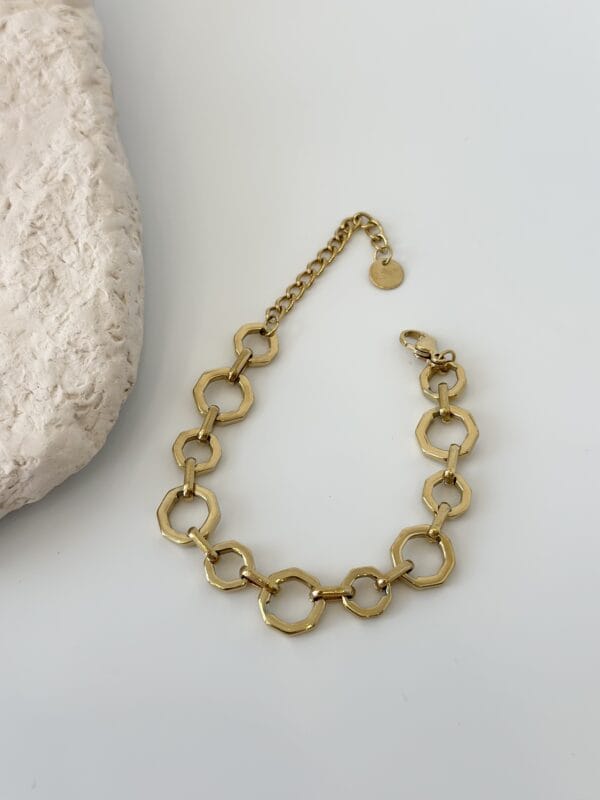 Çelik Gold Renk Geometrik Zincir Bileklik