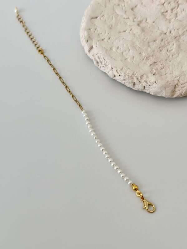 İnci ve Zincir Birleşim Çelik Bileklik