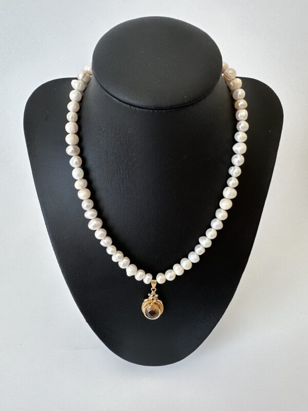 Sıvama Sitrin Model Gerçek Tatlı Su İncisi Kolye