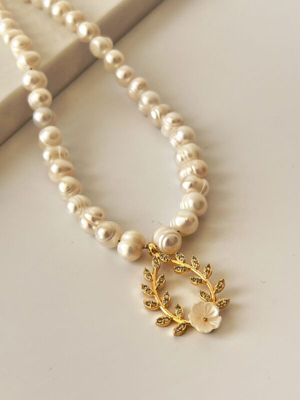 Zirkon Taşlı Helenistik İnci Kolye