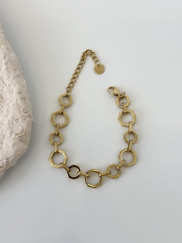 Çelik Gold Renk Geometrik Zincir Bileklik