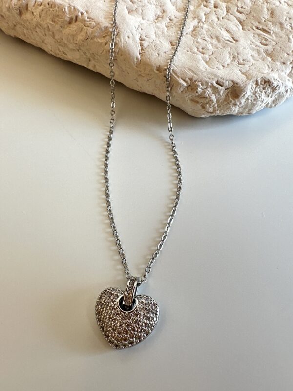 Zirkon Taş Detaylı Kalp Model Vip Kolye