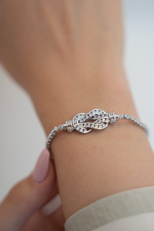 Sonsuzluk Zirkon Taşlı Suyolu Bileklik Gümüş Renk