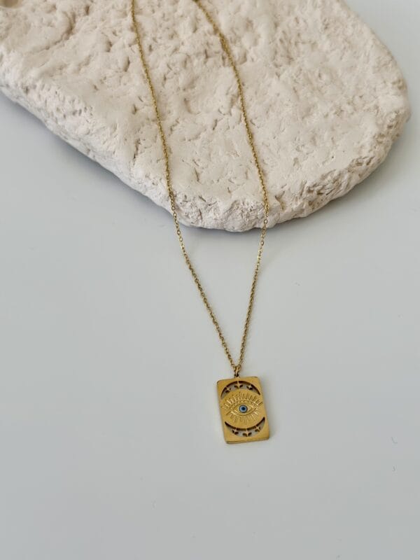 Antik Sarı Çelik Gold Kolye