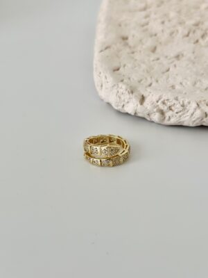 Yılan Detaylı Gold Çelik Yüzük