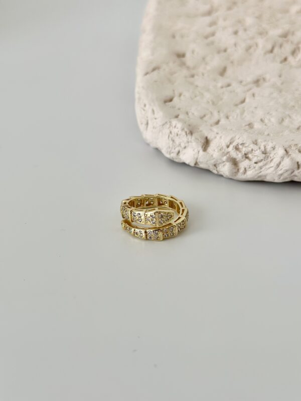 Yılan Detaylı Gold Çelik Yüzük