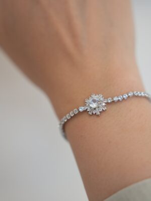 Kar Tanesi Zirkon Taşlı Suyolu Bileklik (Gümüş)