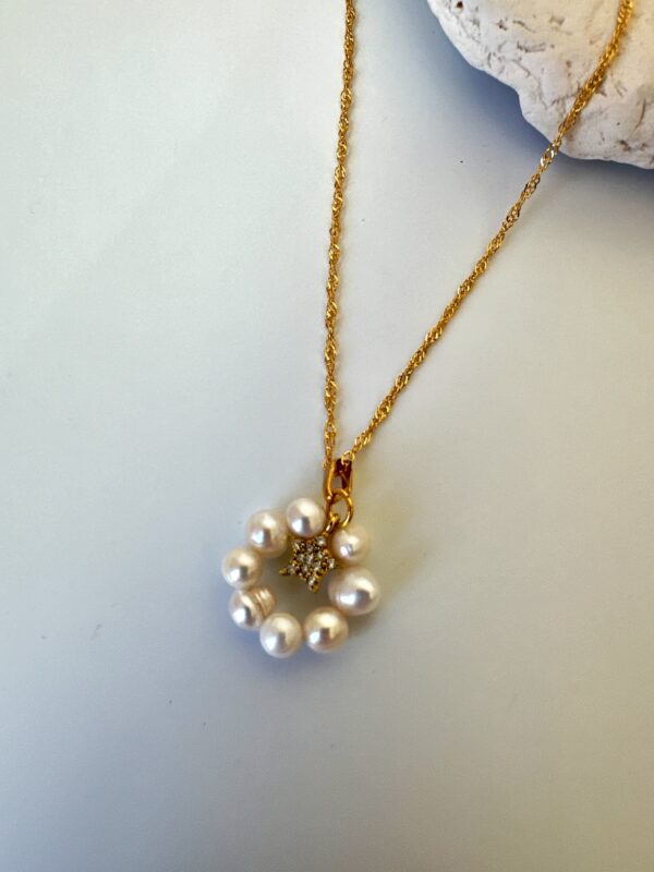 Vip Kalite Pirinç Üzeri Altın Kaplama Tatlı Su İncili Tasarım Kolye