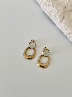 Çelik Elips Sedef Küpe