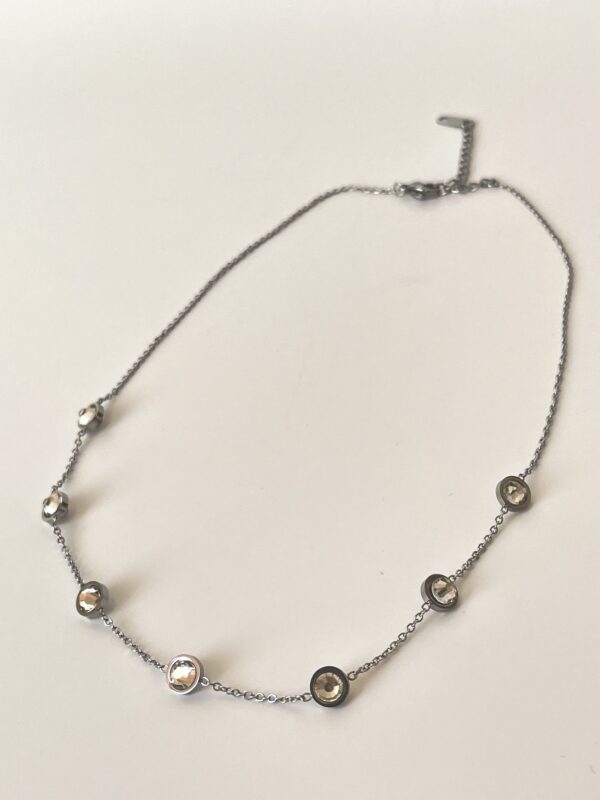 Zirkon Taşlı Çelik Kolye