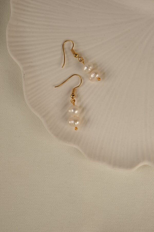 Pirinç Üzeri Altın Kaplama Gerçek İnci Küpe