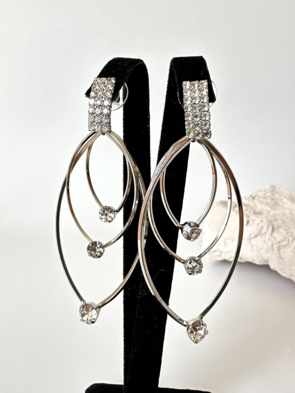 Gümüş Renk Taşlı Abiye Küpe