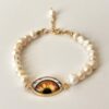 Göz Motifli Gerçek İnci Bileklik