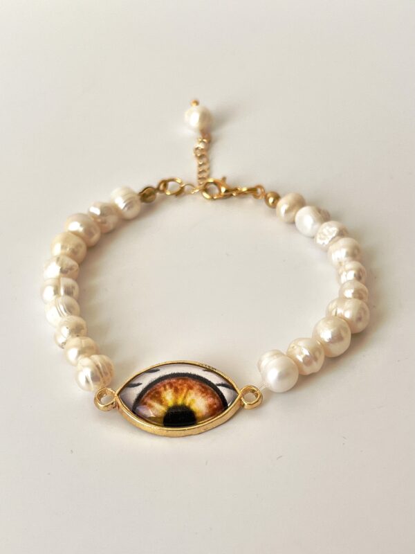 Göz Motifli Gerçek İnci Bileklik