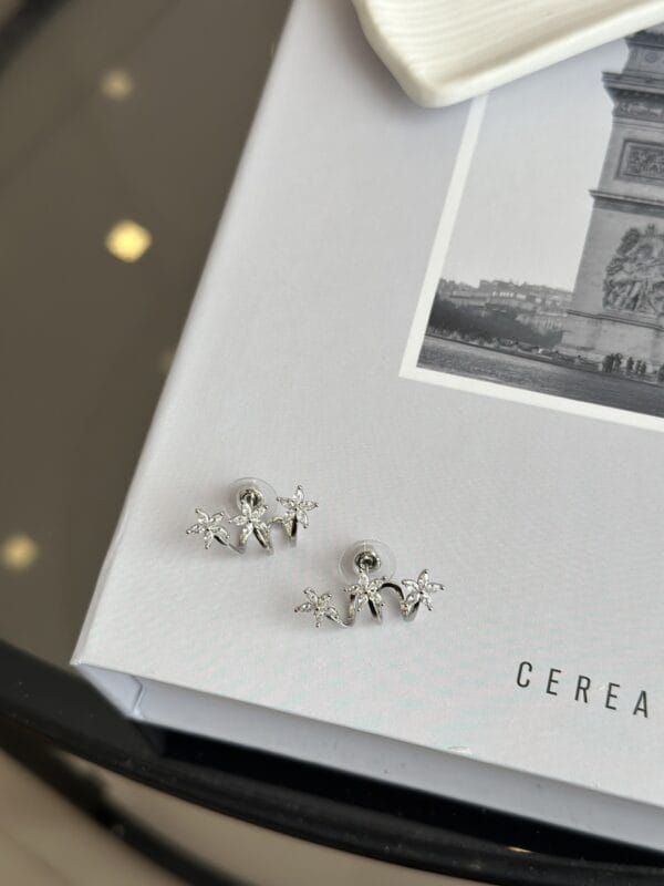 Gümüş Renk Zirkon Taşlı Çiçek Model Kadın Küpe